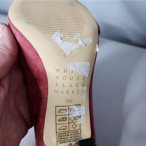 White House Black Market Hayden Fire Quartz Red Suede Pumps Size 5 New - Picture 6 of 7